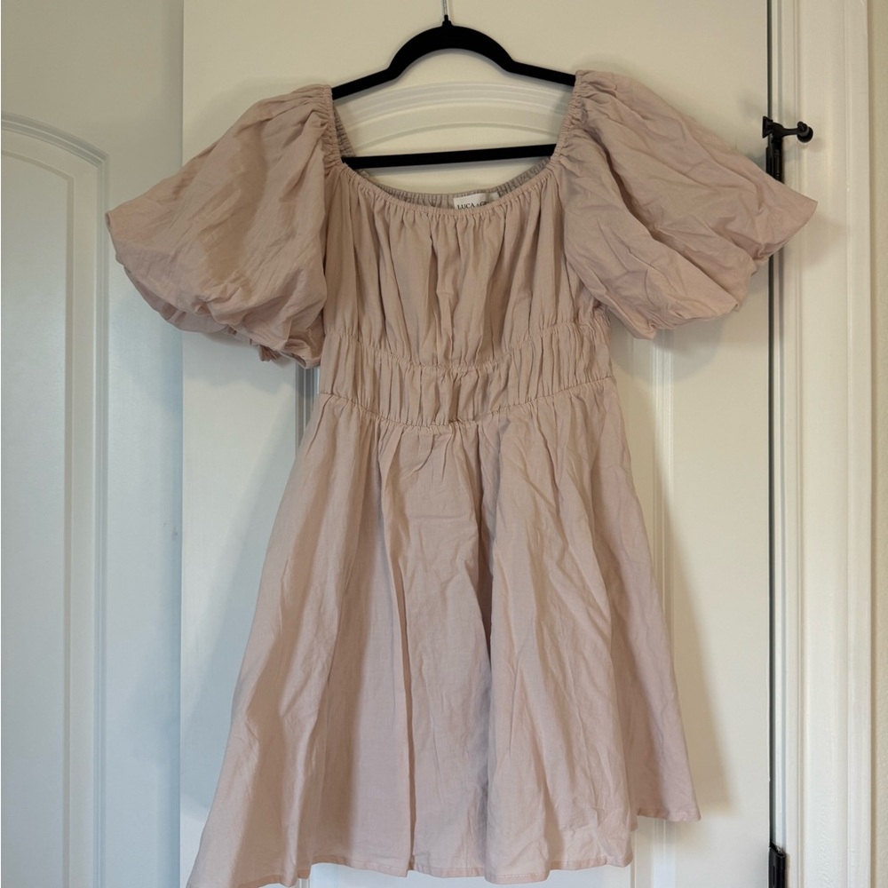 NEVER WORN! Blush Pink Smocked Puff Sleeve Mini Sundress